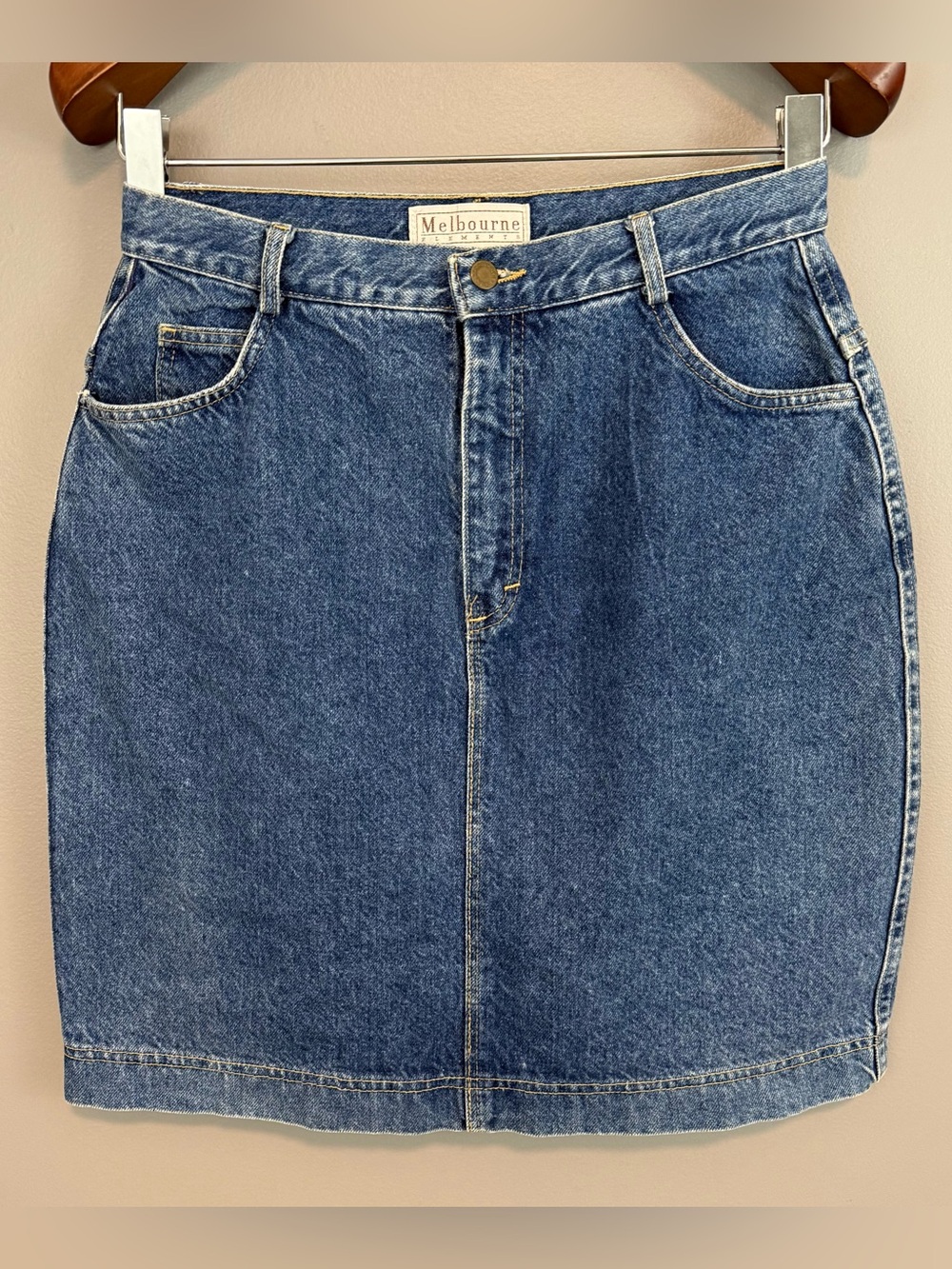 Vintage Melbourne Elements Denim Skirt 14 High Waist Pencil USA Made